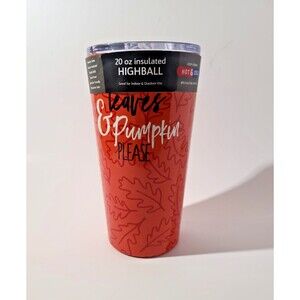 Cambridge Pumpkin Please Highball 20 Oz Hot & Cold Indoor Outdoor Cup w/ Lid NWT